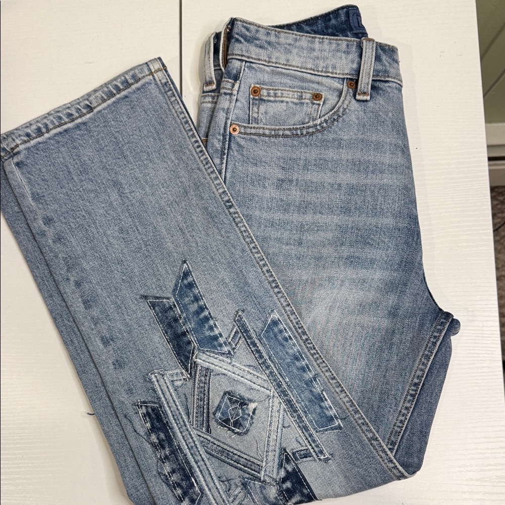 Luck Brand size 0/25 boho embroidered knee patch jeans - Picture 4 of 6